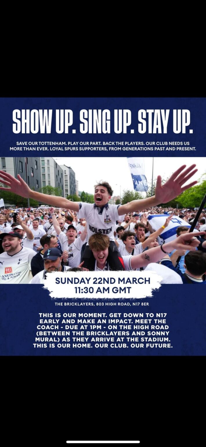Coach meet for Sunday - Get down to Tottenham early