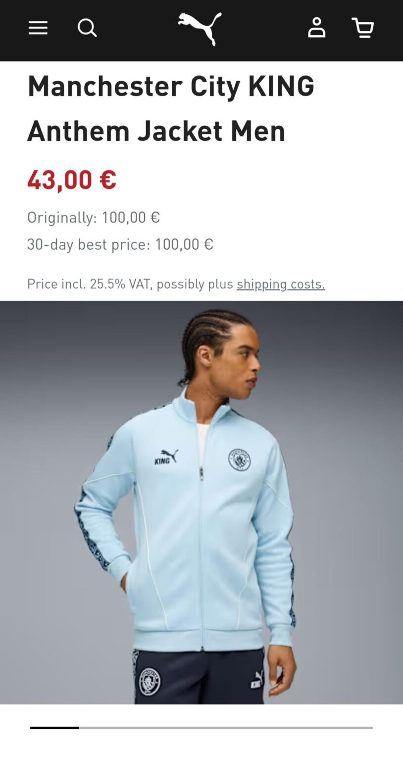 MCFC jacket on sale (head up)