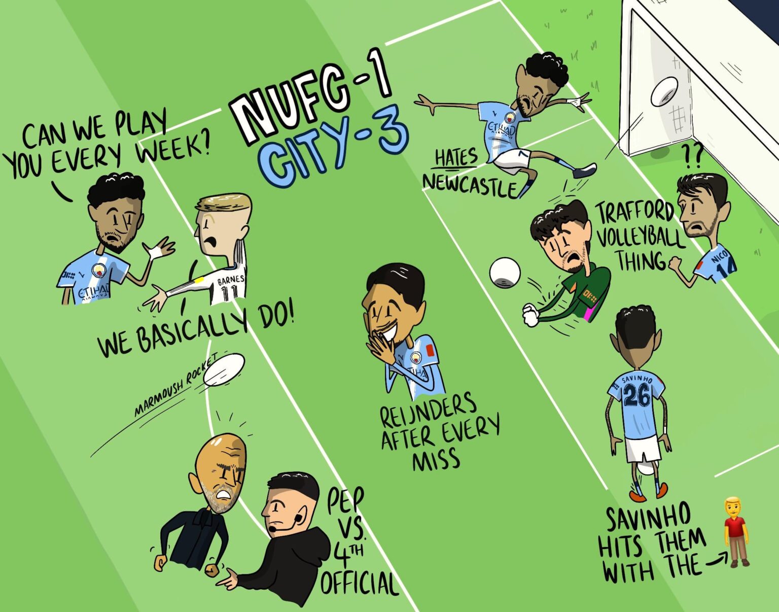 Newcastle vs City - Cartoon Edition 🧍‍♂️