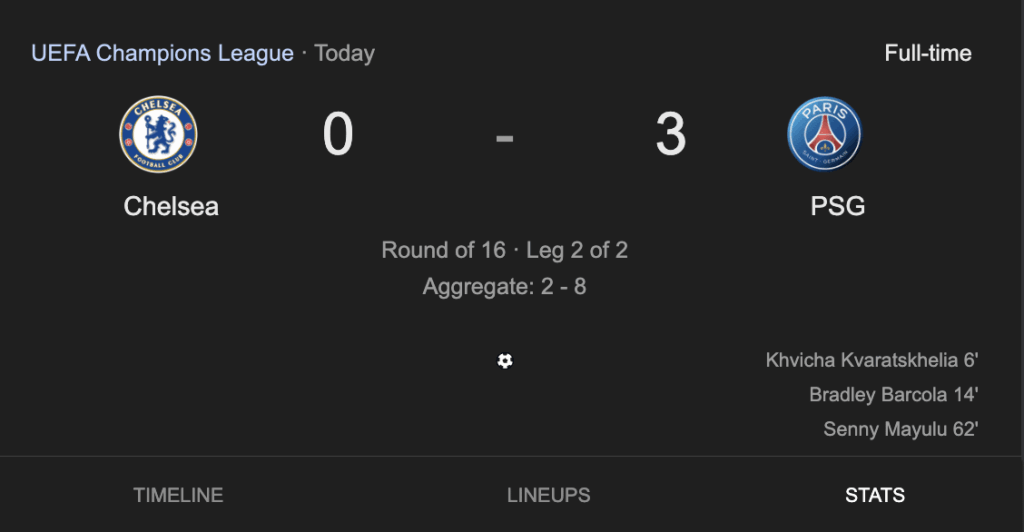 Goodbye Chelsea, see you in 2+ years when you qualify for the UCL again !