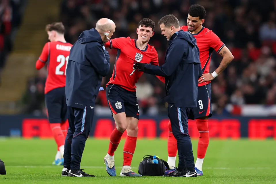 Phil Foden injured for England.