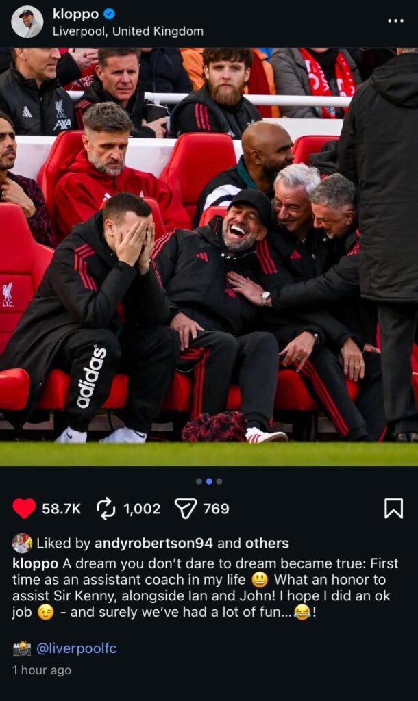 Klopp post on Instagram