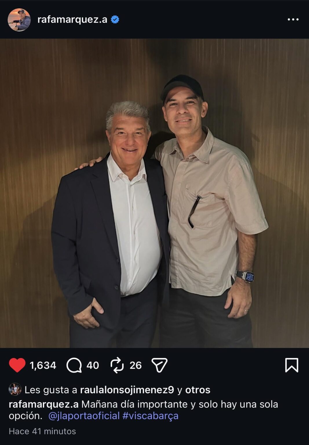 Rafa Marquez on instagram: Tomorrow is an important day and there’s only one option.