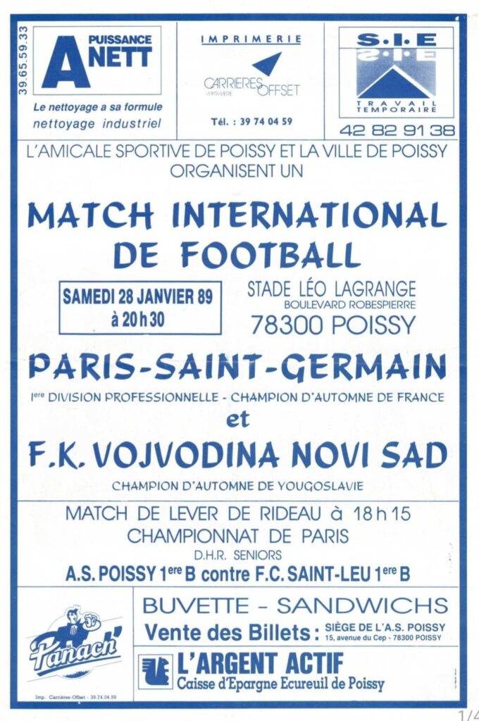 Rare find? 1989 Match between PSG and FK Vojvodina