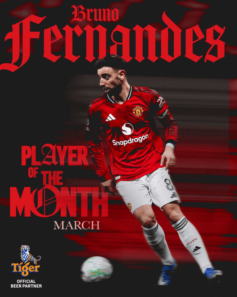 Bruno Fernandes wins Manchester United's Player of the Month for March