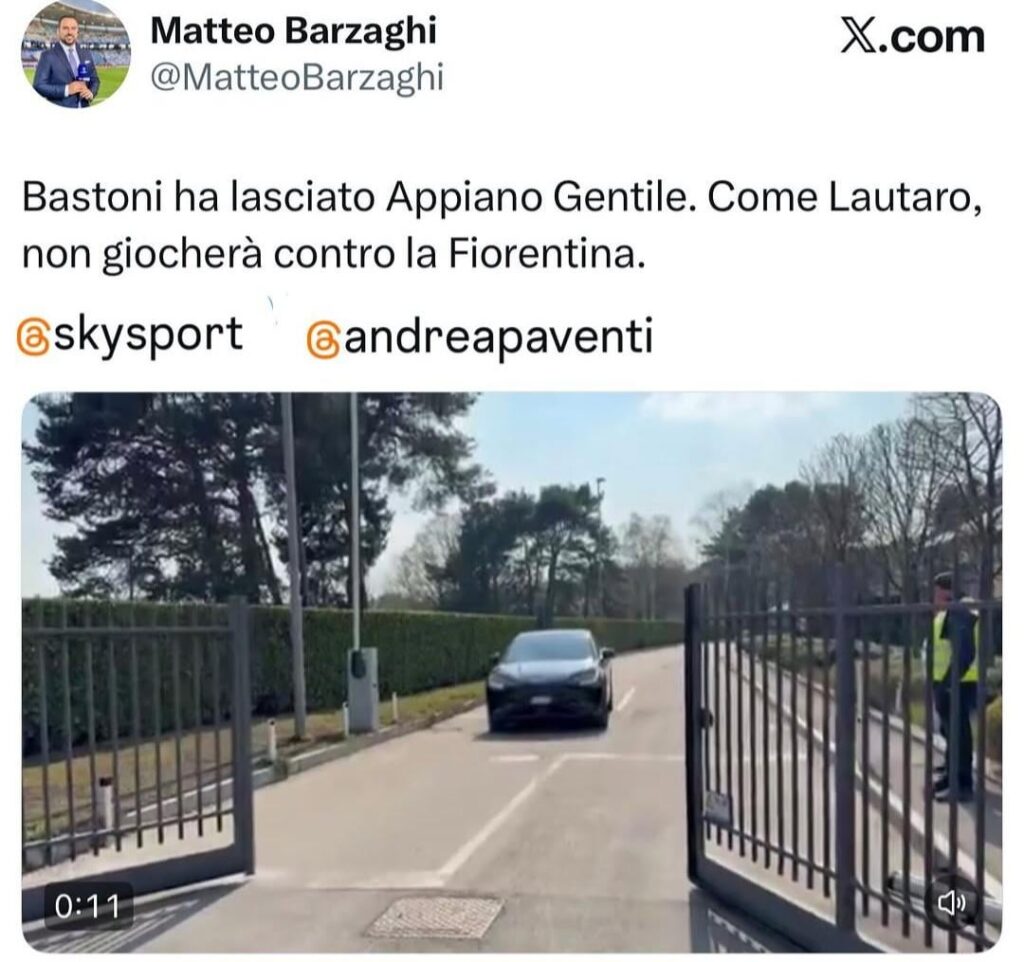 Bastoni left Appiano Gentile, he won't play against Fiorentina