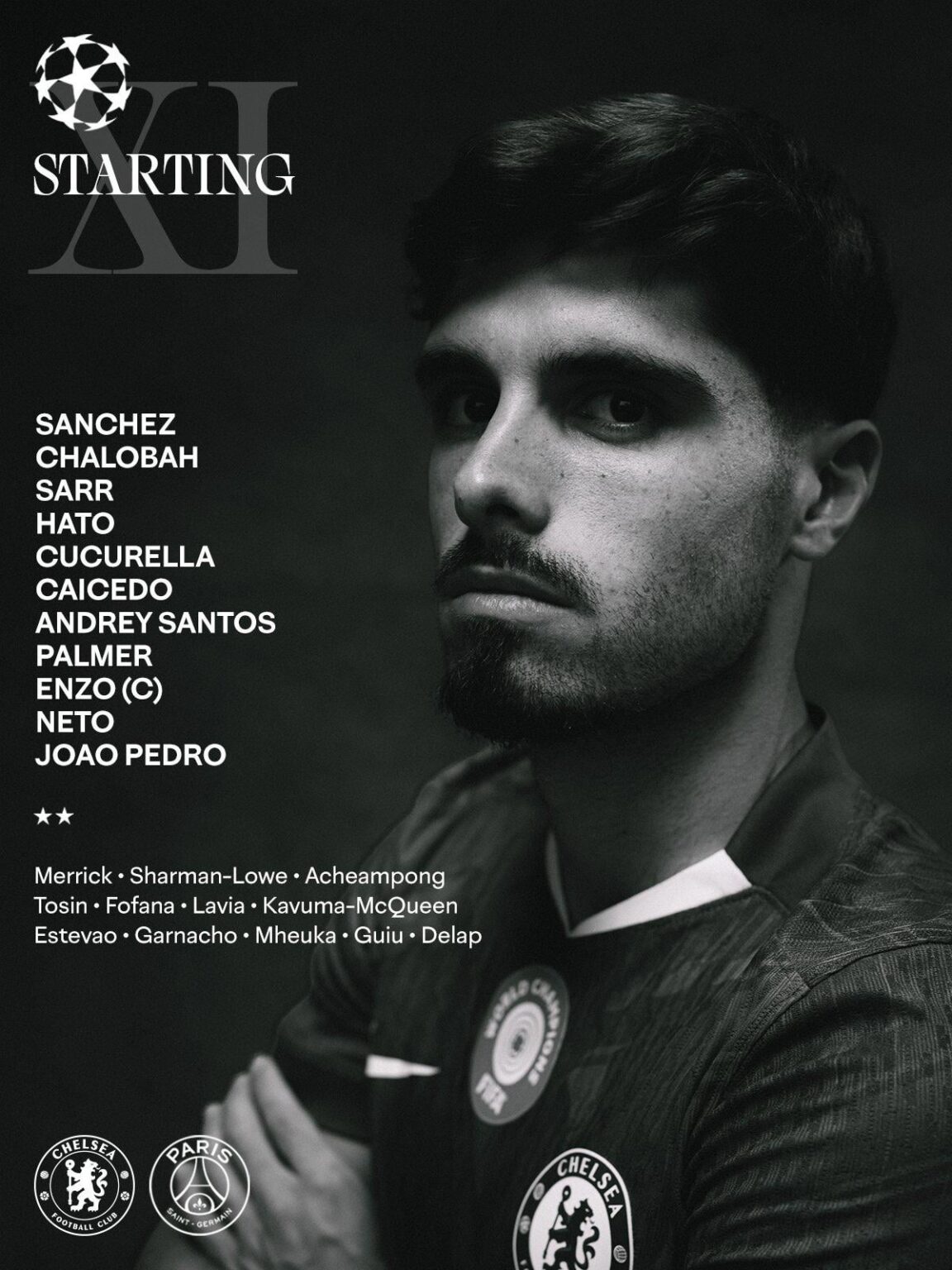 Chelsea XI vs PSG: Sanchez, Chalobah, Sarr, Hato, Cucurella, Caicedo, Andrey Santos, Palmer, Enzo, Neto, Joao Pedro