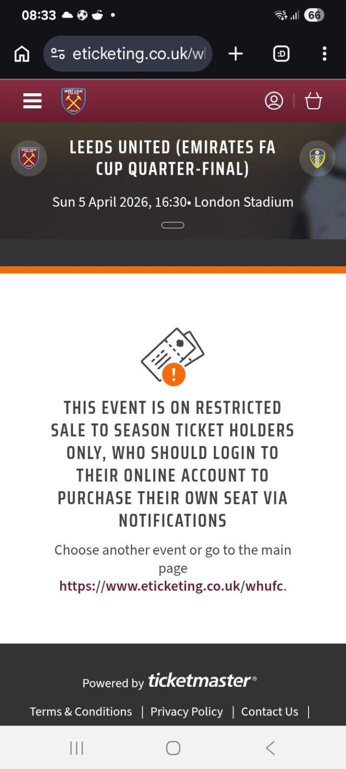 Anyone know when the FA Cup Quarter Final tickets go on general sale?