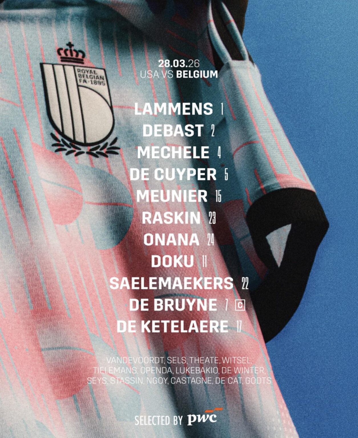Senne Lammens starts for Belgium against USA