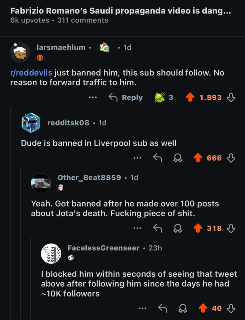 I think we should ban Fabrizio Romano too