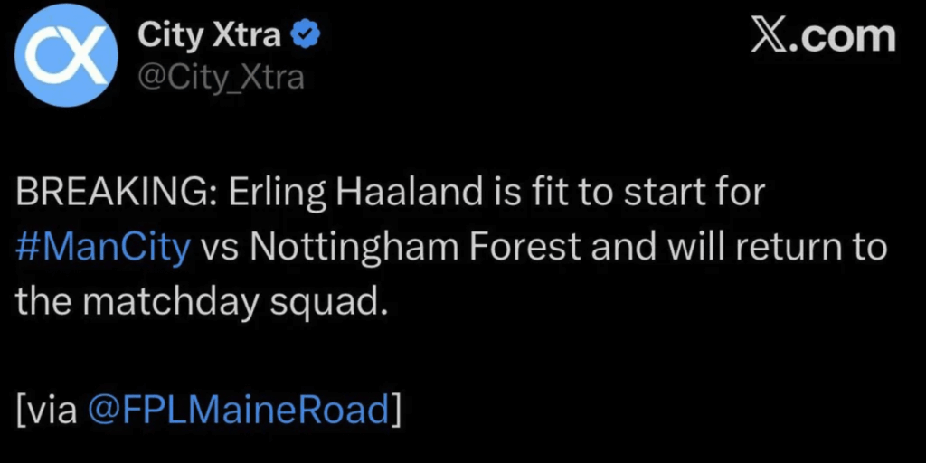 Haaland is fit and READY to play