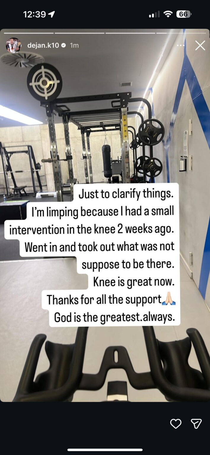 Kulusevski is getting better! His IG story