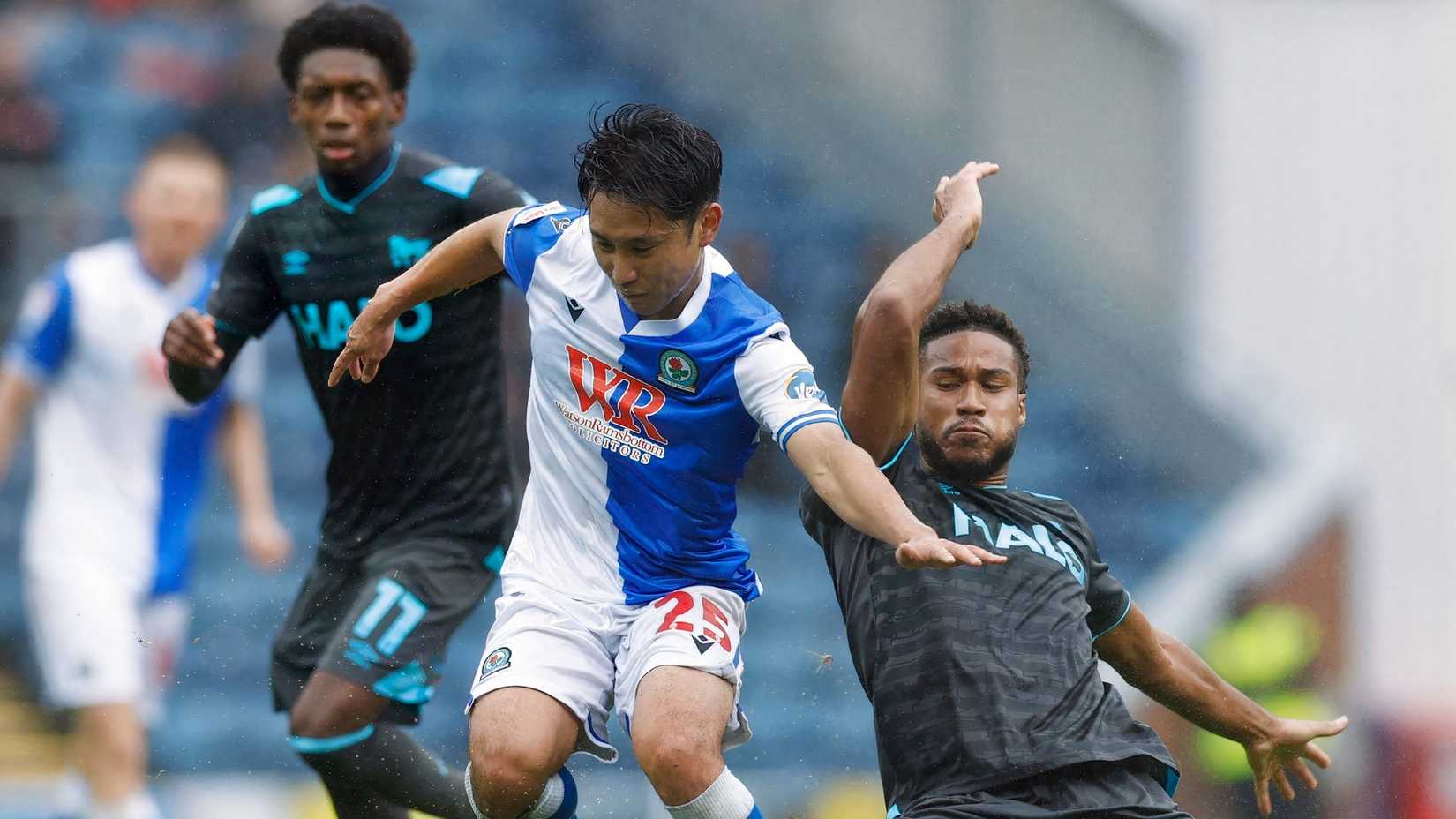 Ryoya Morishita and Jens Cajuste of Blackburn Rovers and Ipswich Town