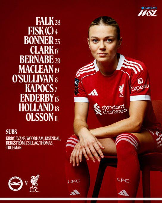 Liverpool Women line-up v Brighton (a). Live on Sky Sports Mix and Sky One