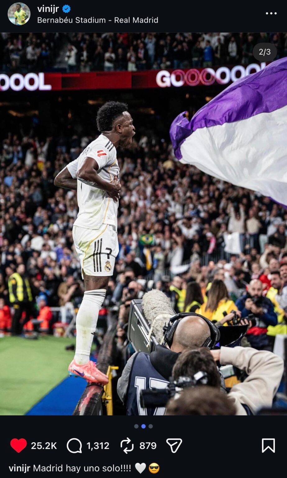 Viní Jr. on IG: “There is only one Madrid!!!” 🔥