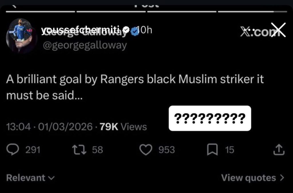 Youssef Chermiti responding to George Galloway’s tweet yesterday