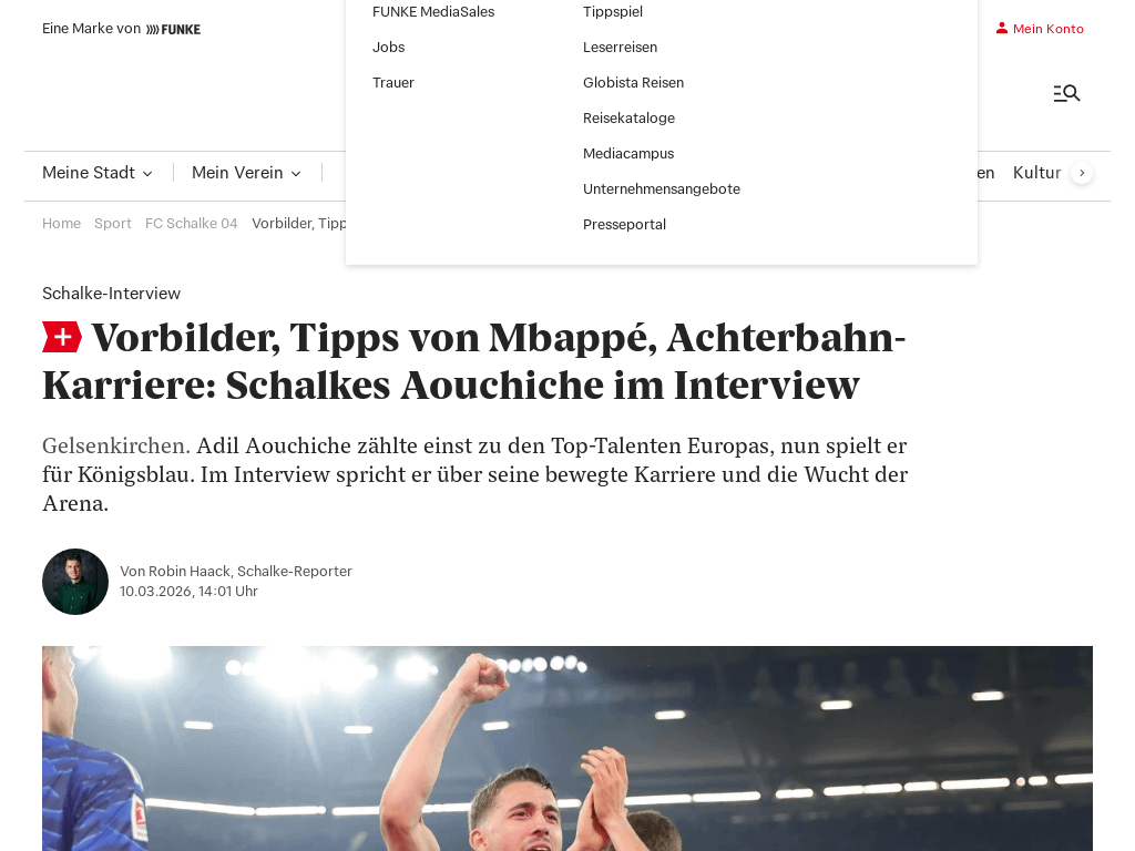 Schalke-Senkrechtstarter Aouchiche: "All die Wechsel hatten ihre Gründe, sie haben mich alle weitergebracht. Jetzt würde ich aber gern längerfristig an einem Ort bleiben [...] gern auch hier auf Schalke. Ich würde gern wieder an einem Ort ankommen, wo ich mich mit meiner Familie wohlfühle."