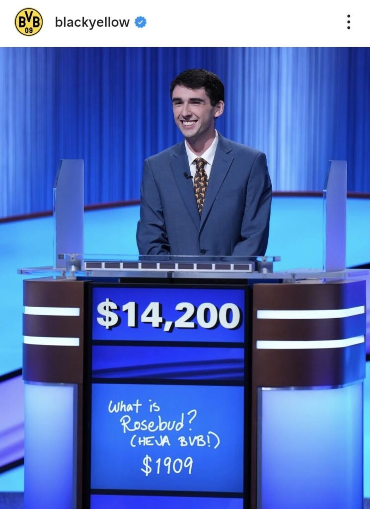 This king wins Jeopardy on a $1909 wager and a BVB shoutout 👑🖤💛