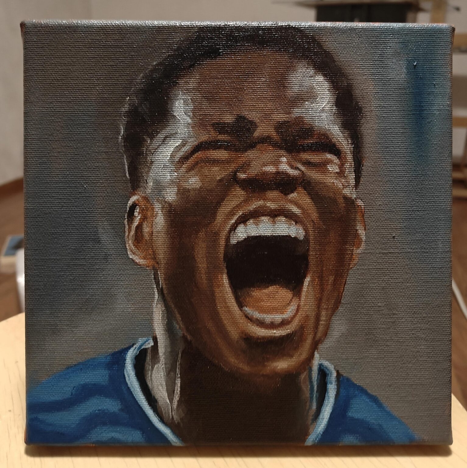 Top scoring Barry in Everton's history! Oil on small canvas (20x20cm)