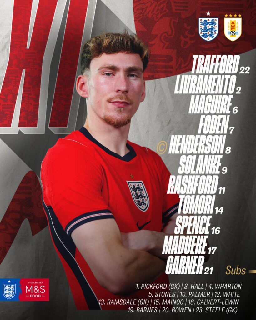 Both Solanke and Spence are starting for England vs Uruguay!