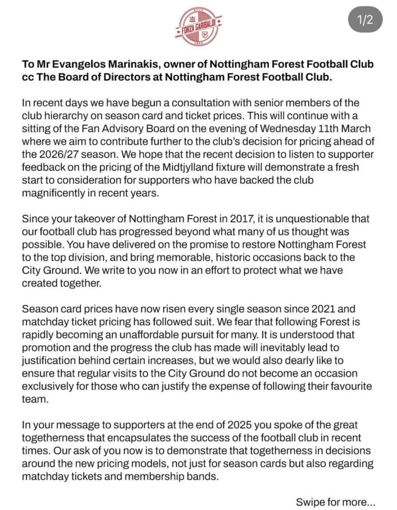 Forza Garibaldi Statement