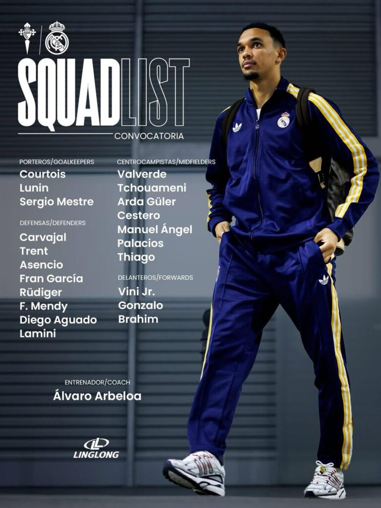 Squad list for today’s match