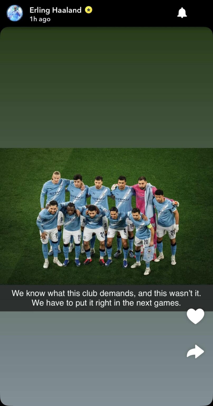 Erling's message to the fans on Snapchat