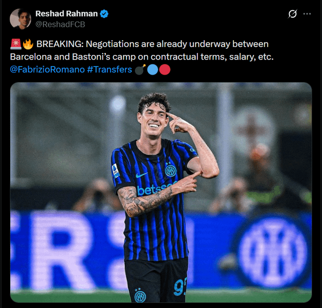 [ReshadFCB] Negotiations between Barcelona and Bastoni going on..