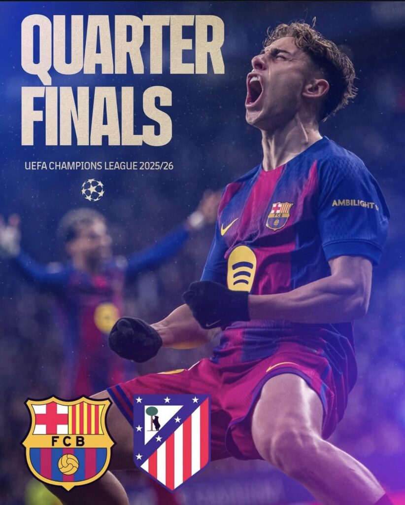 Barcelona will face Atletico Madrid in the Quarterfinals