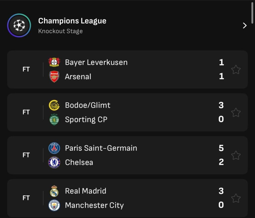 Premier League teams have failed to register a single win in the first leg of the Round of 16.