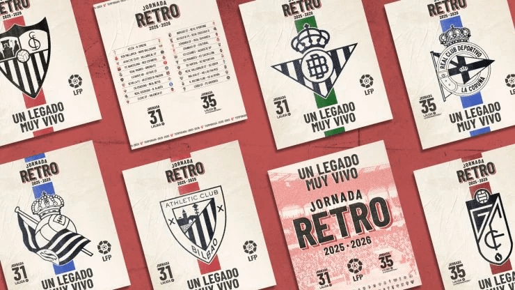 𝐉𝐔𝐒𝐓 𝐈𝐍: La Liga have announced that Matchday 31 of this season (April 10 - April 13) will be a ‘retro’ matchday. Teams from both La Liga and La Liga 2 will wear VINTAGE KITS, while the retro theme will also extend to broadcast graphics, the match ball and even the referees’ uniforms.