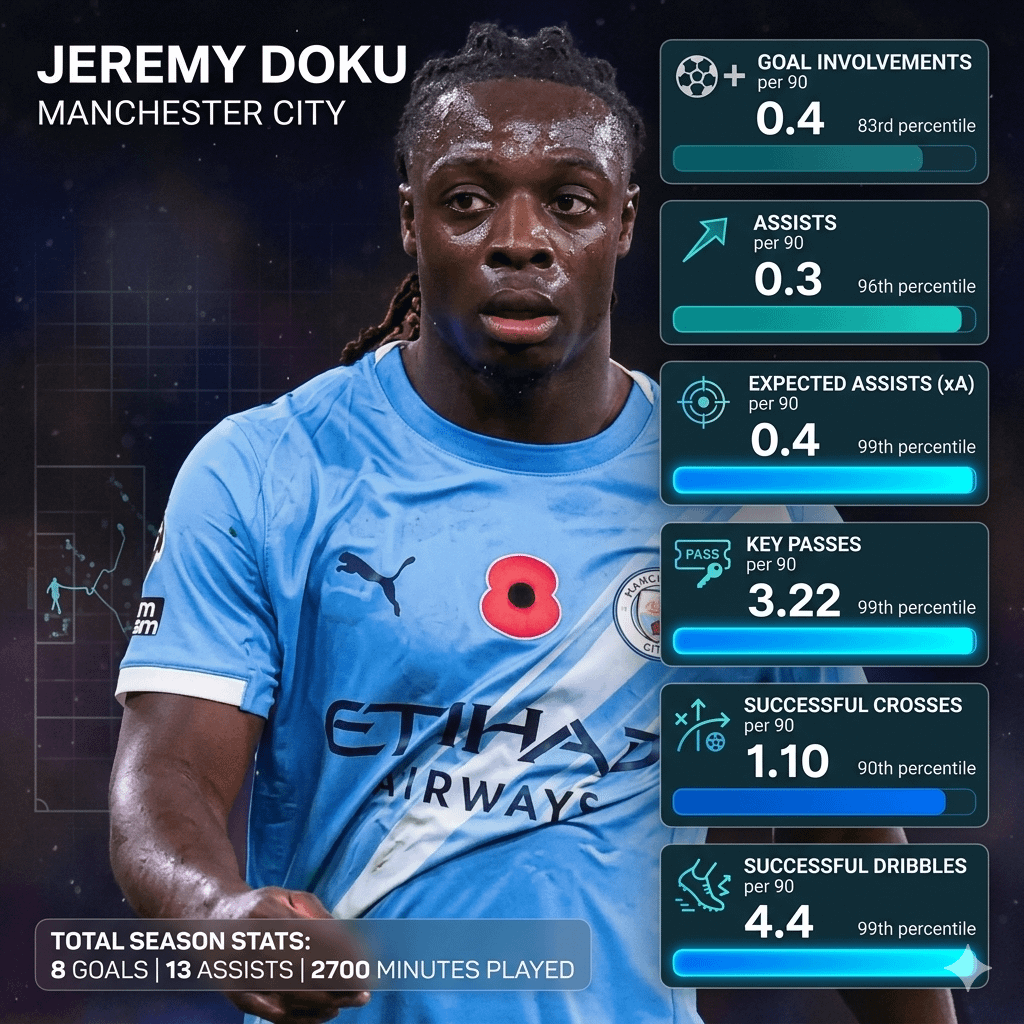Jeremy Doku by the numbers