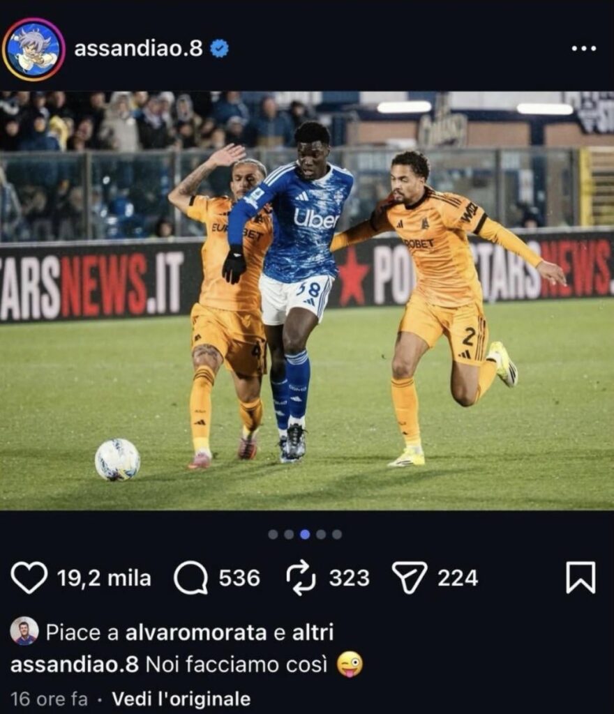Diao posting a picture about his dive and with a curios caption