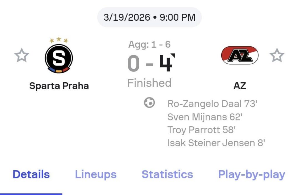 AZ laat niets heel van Sparta Praag en gaat door naar de Conference League kwartfinale
