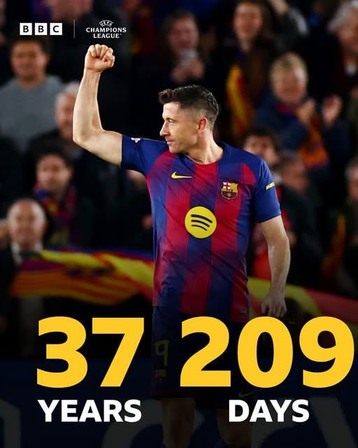 Robert Lewandowski is the oldest player ever to score in a Champions League knockout game!