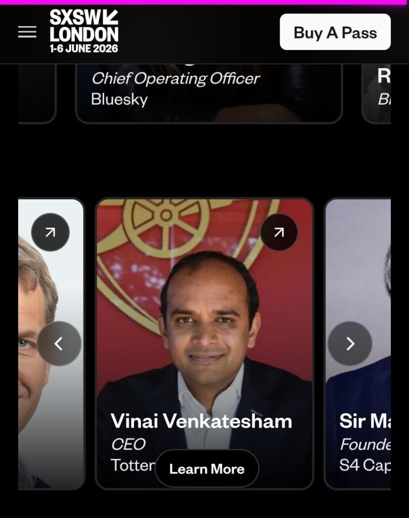 Vinai speaking at SXSW London