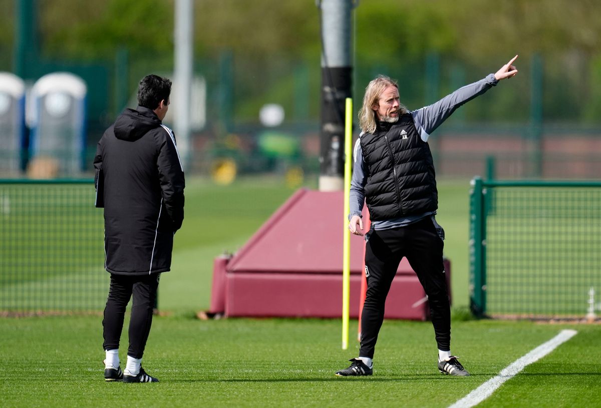 Aston Villa manager Unai Emery with set piece coach Austin MacPhee