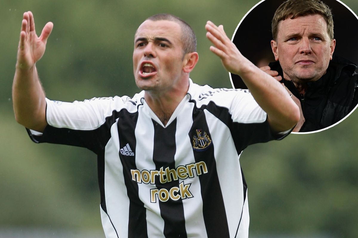 Former Newcastle United defender Stephen Carr. Inset: Eddie Howe