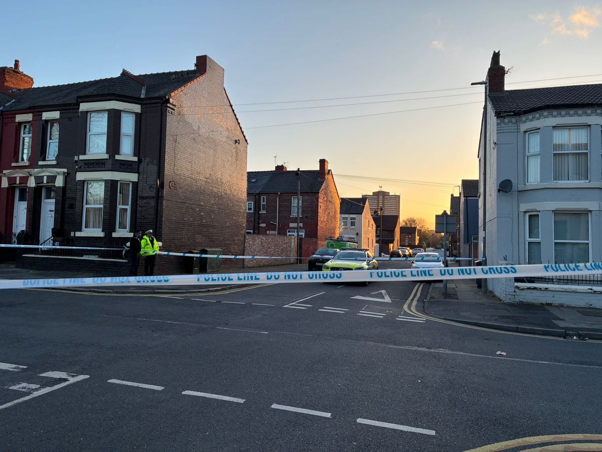 Police scene on Worcester Road, Bootle
