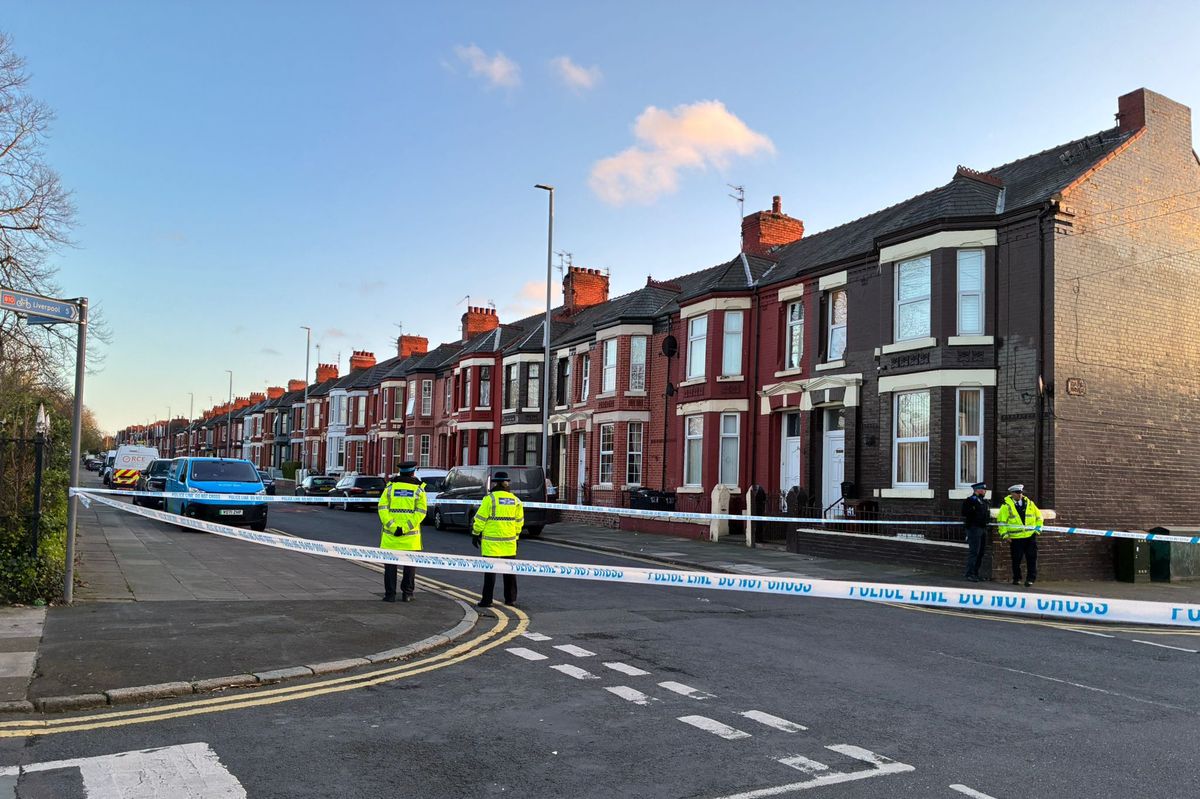 Police scene on Worcester Road, Bootle