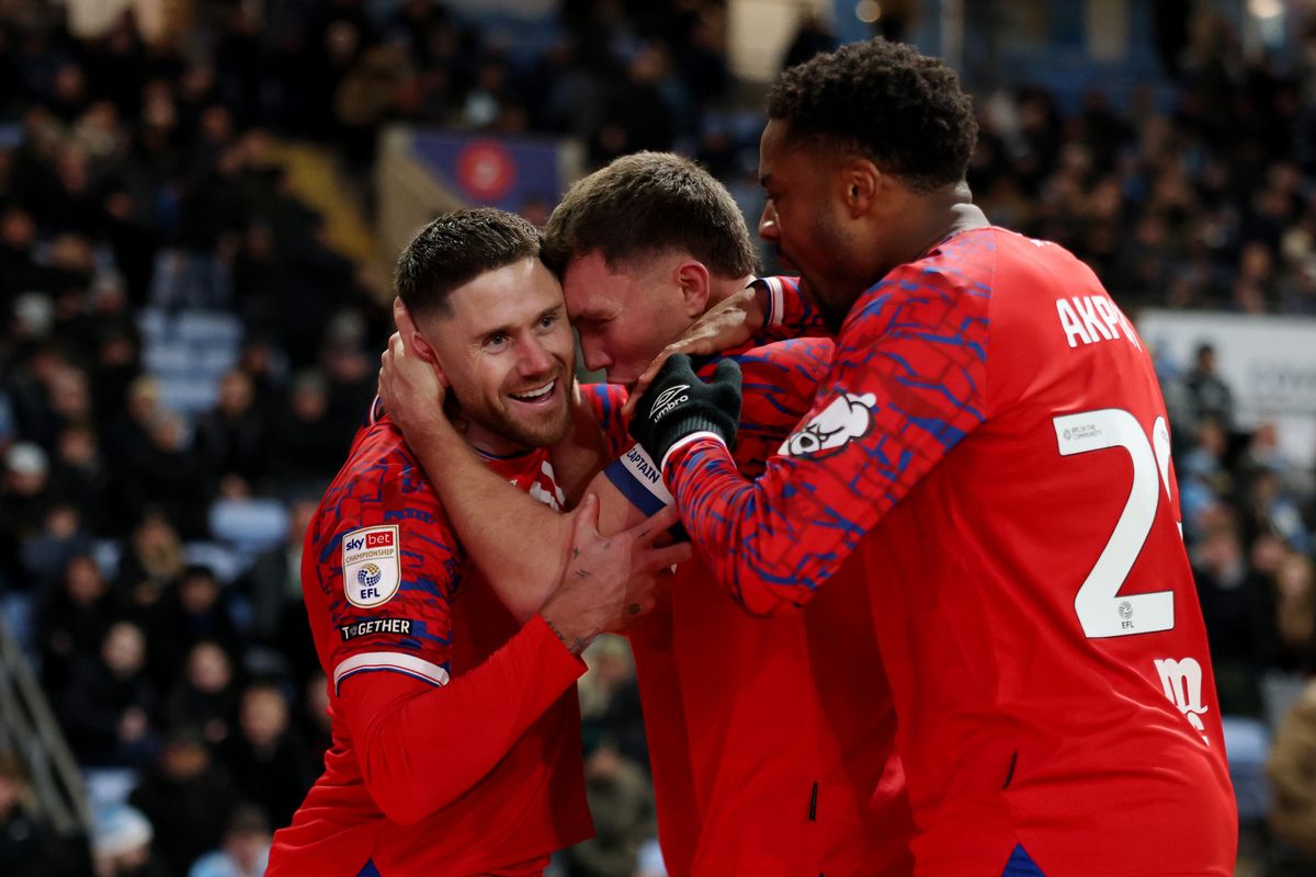 Wes Burns of Ipswich Town celebrates 
