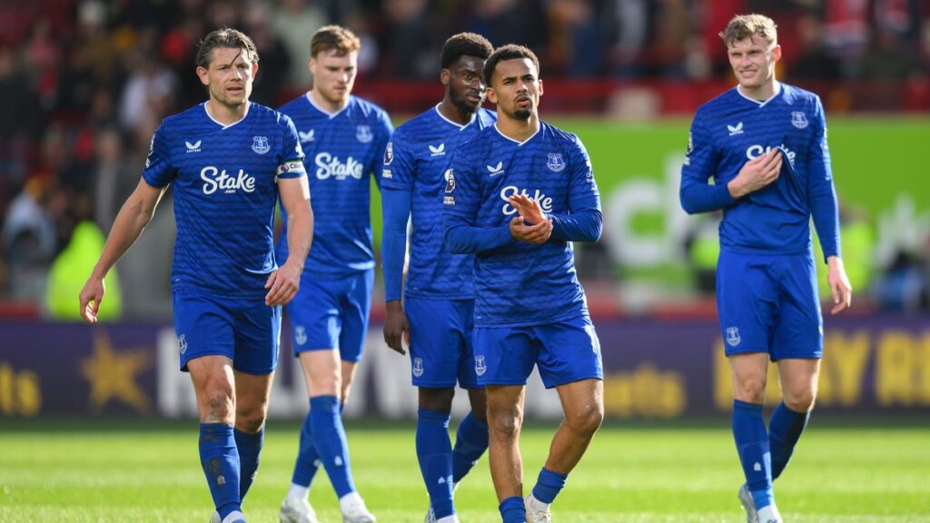 Tempers flare as James Tarkowski settles score with Brentford star guilty of naughty shove