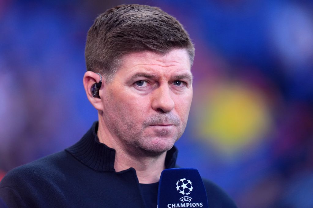 Former Liverpool player and pundit  Steven Gerrard looks on prior to the UEFA Champions League 2025/26 Quarter-Final First Leg match between Paris Saint-Germain FC and Liverpool FC
