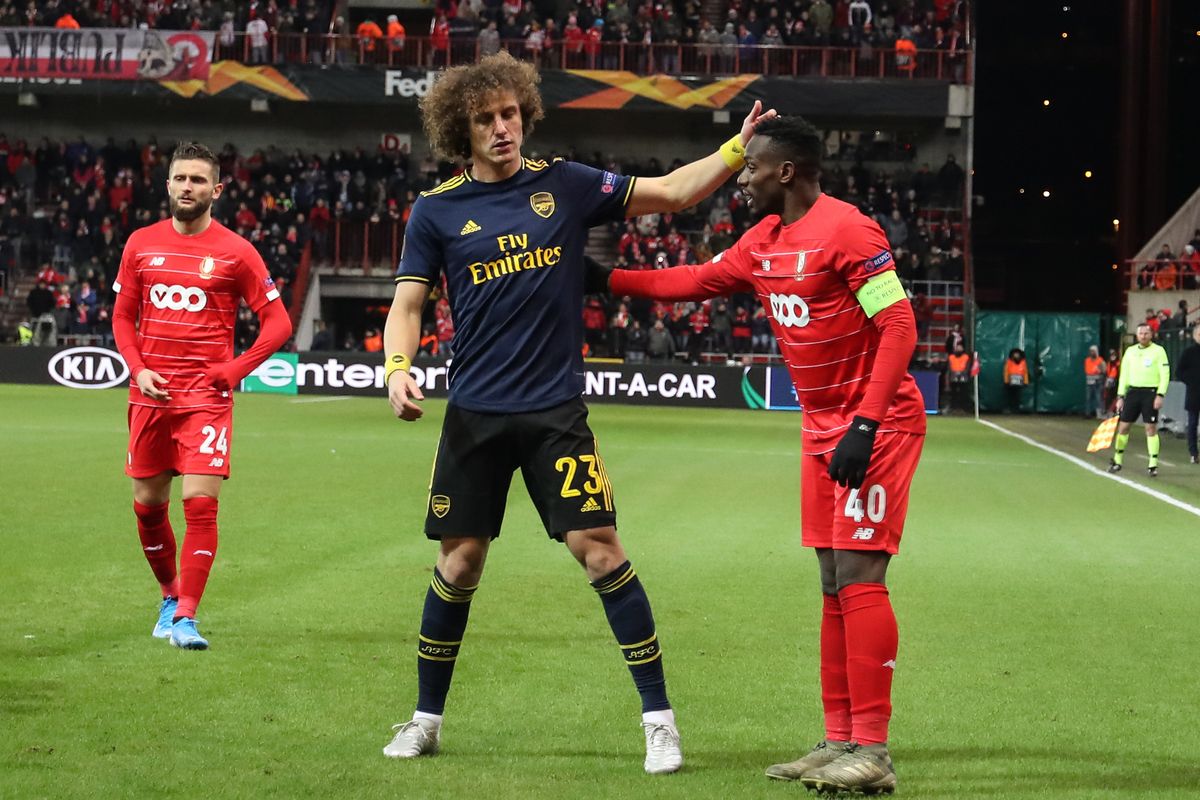 Paul-Jose Mpoku playing for Standard Liege against Arsenal in the Europa League