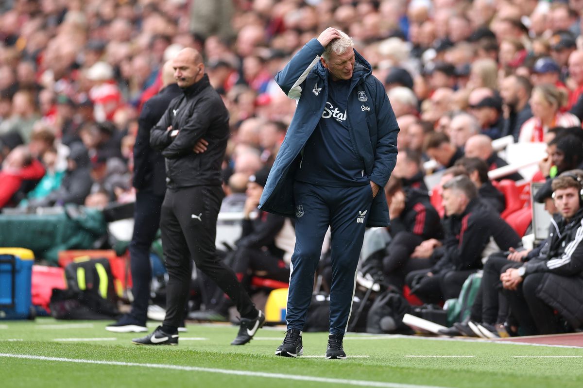 David Moyes reacts during the Premier League match between Liverpool and Everton at Anfield. Photo by Stu Forster/Getty Images