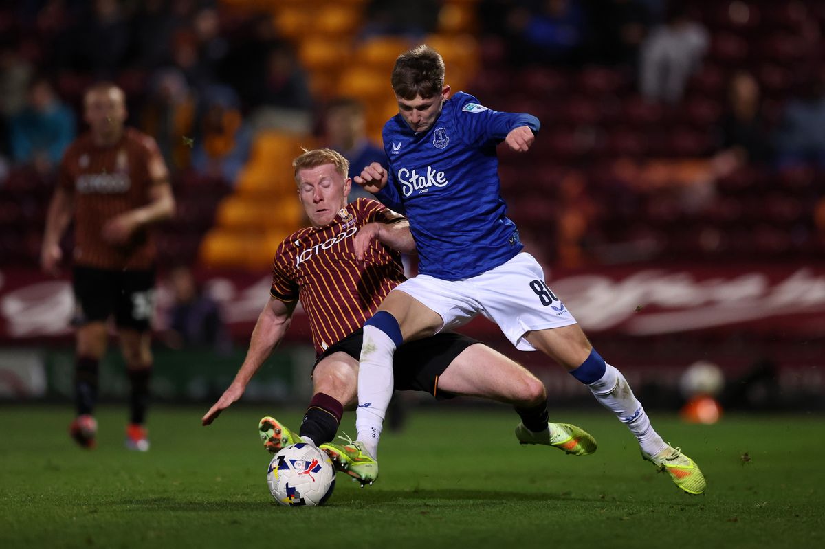 Joel Catesby of Everton U21s during the EFL Trophy match at Bradford City. Photo by George Wood/Getty Images