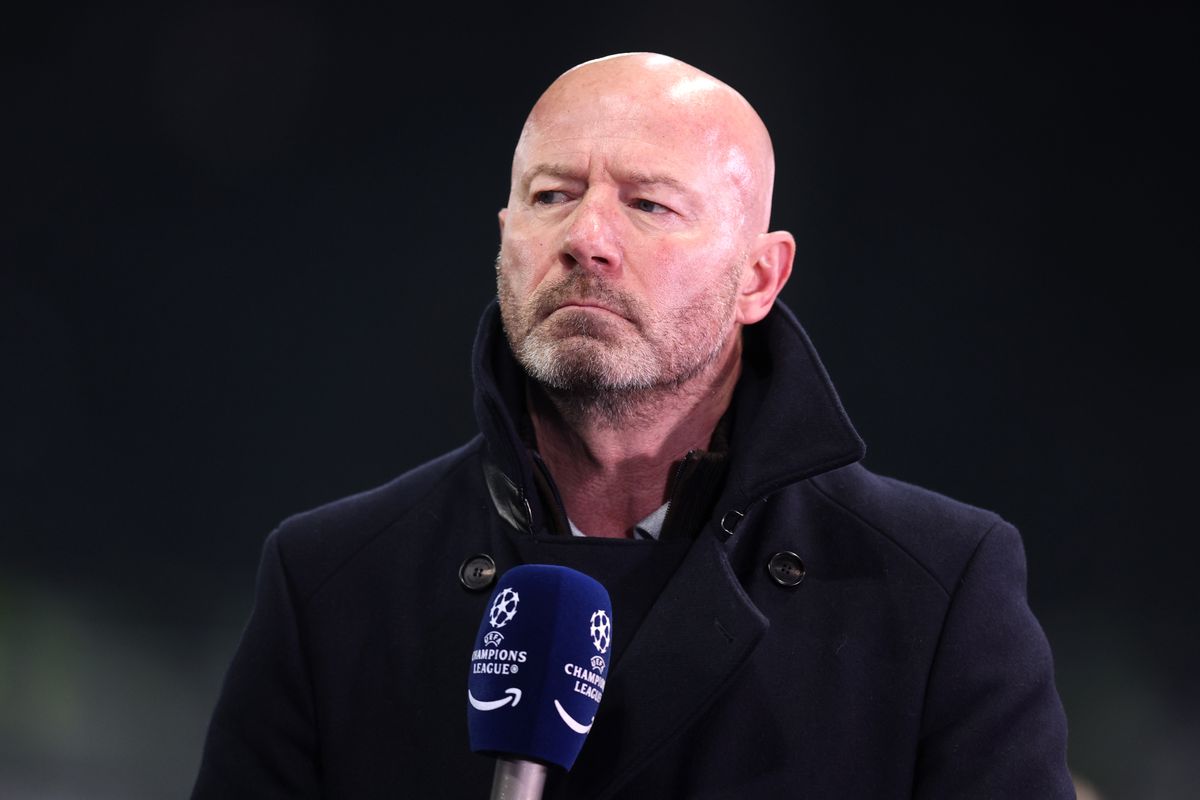 Former player and TV Pundit Alan Shearer looks on prior to the UEFA Champions League 2025/26 Round of 16 First Leg match between Newcastle United FC and FC Barcelona at St James' Park. Photo by George Wood/Getty Images
