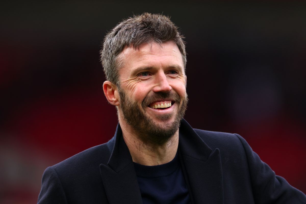 Manchester United head coach Michael Carrick celebrates during the Premier League match between Manchester United and Aston Villa 