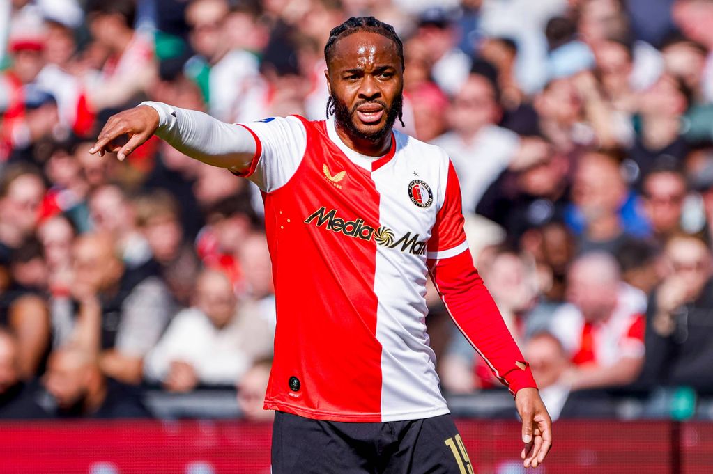 Raheem Sterling of Feyenoord gestures during the Dutch Eredivisie match between Feyenoord Rotterdam and AFC Ajax at Stadion Feijenoord