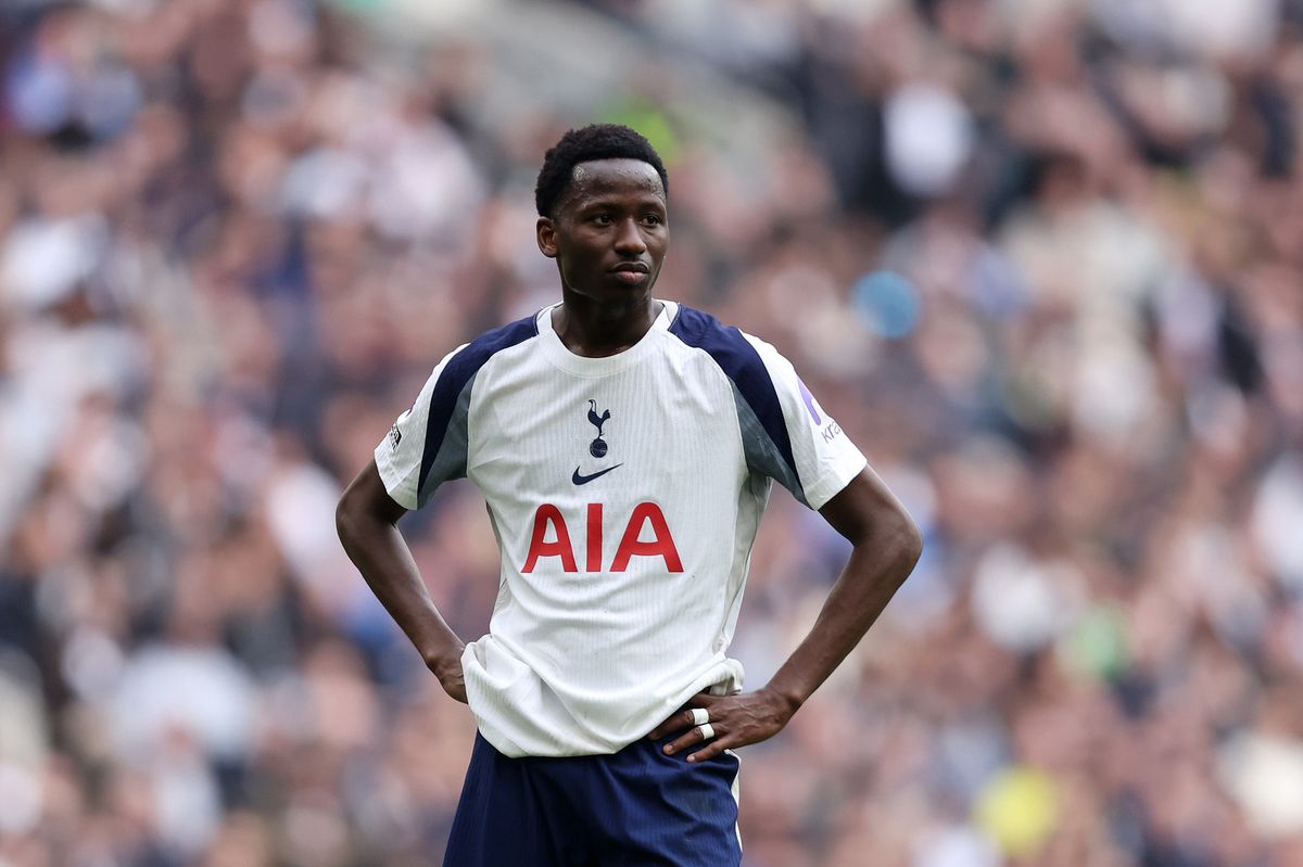 Pape Matar Sarr of Tottenham Hotspur during the Premier League match between Tottenham Hotspur and Nottingham Forest at Tottenham Hotspur Stadium on March 22, 2026 in London, United Kingdom